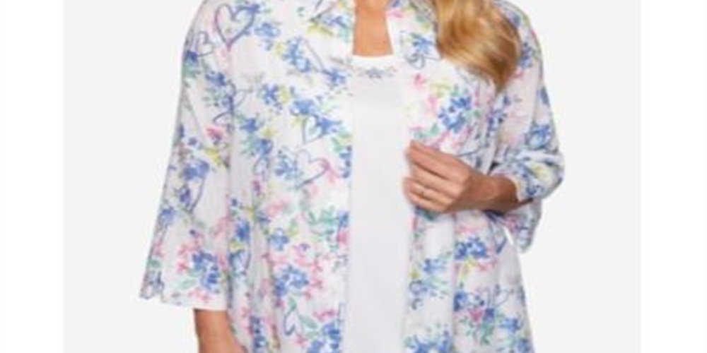 Alfred Dunner The Summer Wind Top em camadas feminino, branco, vários tamanhos, pequeno, extragrande