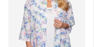 Alfred Dunner The Summer Wind Top em camadas feminino, branco, vários tamanhos, pequeno, extragrande