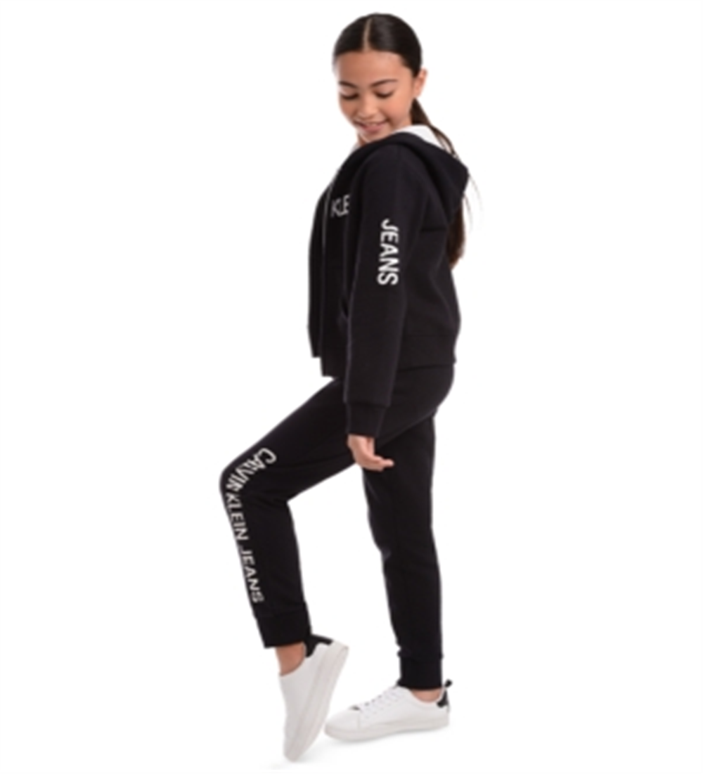 Calça de moletom Calvin Klein Big Girl's Logo preta tamanho 8-10