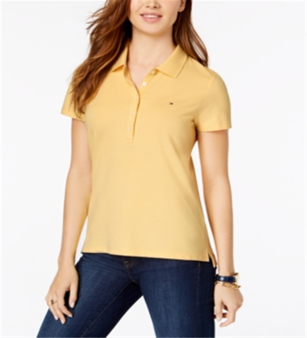 Camisa polo feminina Tommy Hilfiger Core amarela tamanho XX-G