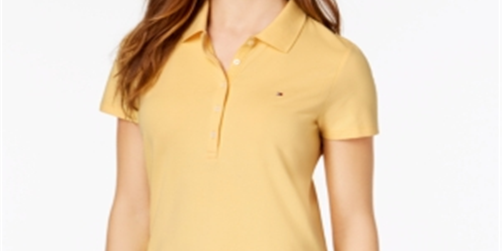 Camisa polo feminina Tommy Hilfiger Core amarela tamanho XX-G