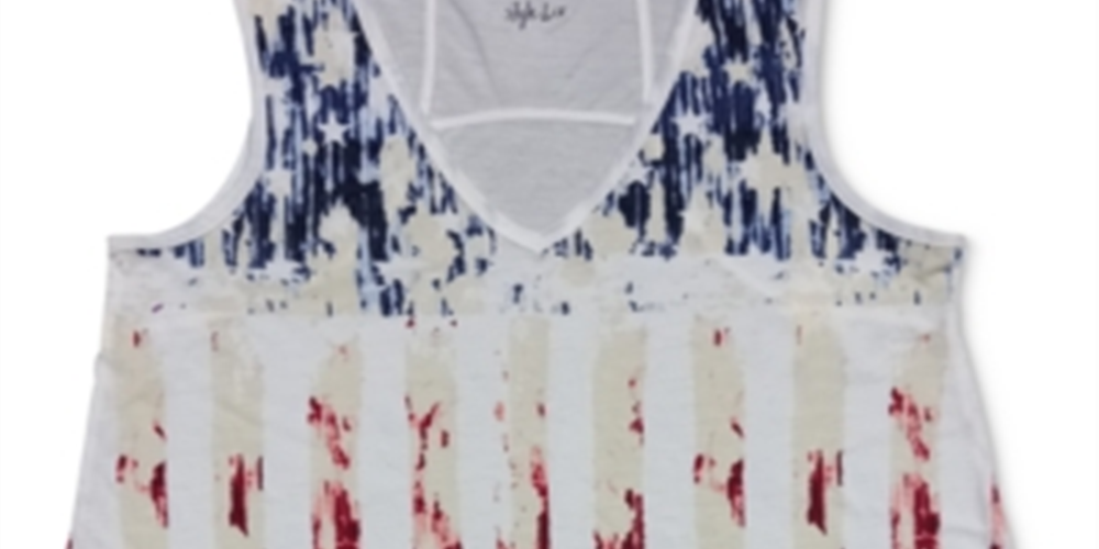 Regata feminina com estampa de bandeira Style &amp; Co, branca, tamanho pequeno