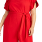 Macacão Calvin Klein Feminino Manga Tulipa Cinto Vermelho Tamanho 18W