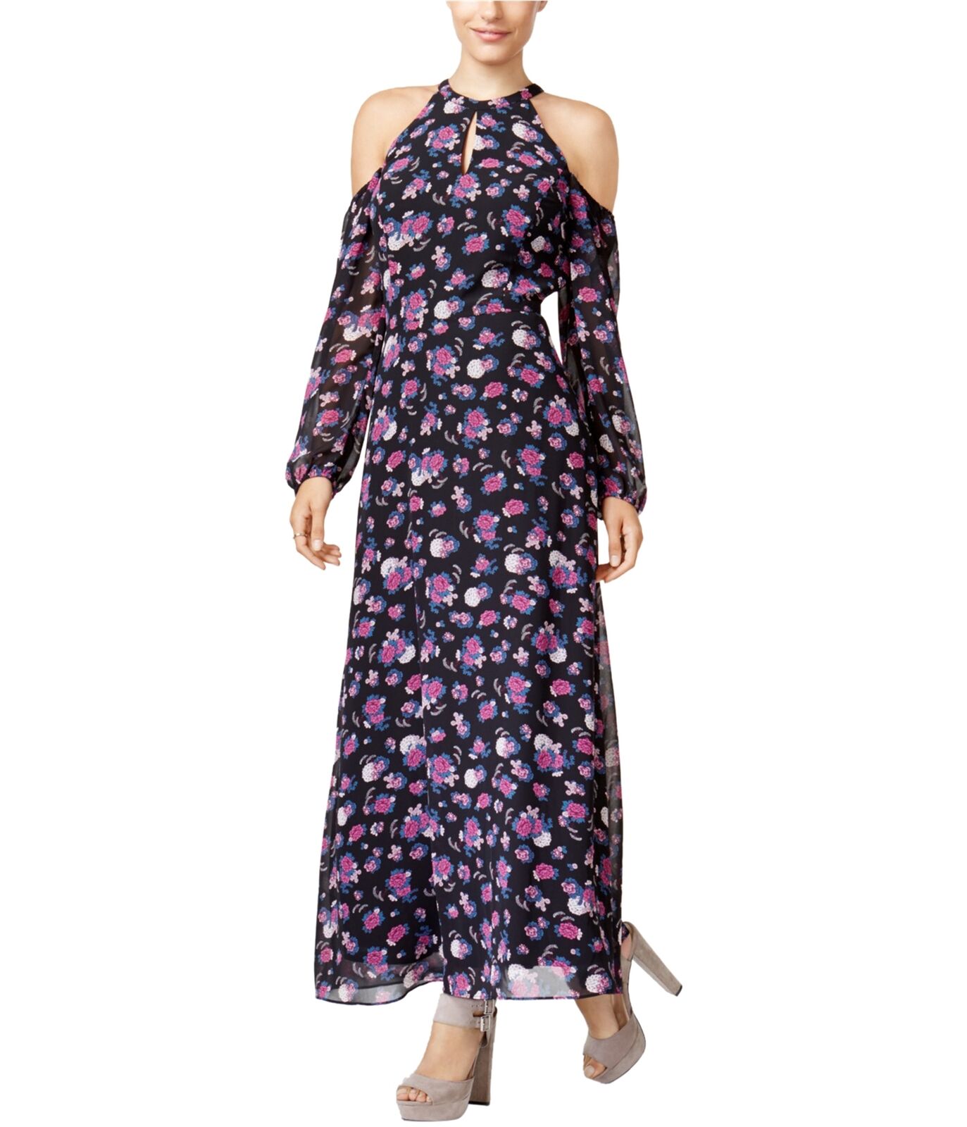 Vestido longo feminino Bar III com ombros descobertos, roxo, tamanho XX-G