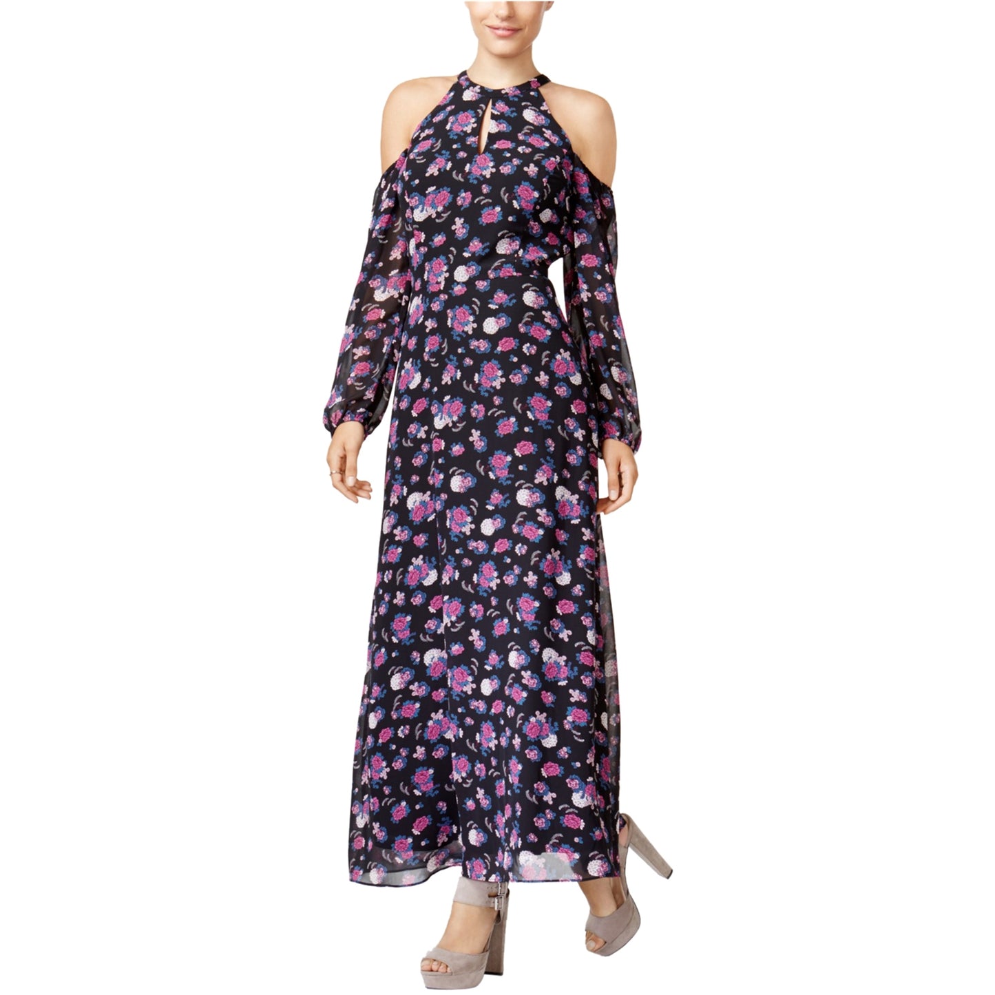 Vestido longo feminino Bar III com ombros descobertos, roxo, tamanho XX-G