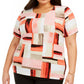 Jm Collection Plus Size Estampado Jacquard Top Vermelho Tamanho 4X