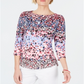 Top floral de algodão Pima feminino Charter Club, rosa, tamanho pequeno