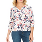 Karen Scott Cardigan Feminino Estampado Floral Vermelho Tamanho P