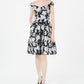 Vestido Calvin Klein Feminino Floral Sem Mangas Ombro a Ombro Comprimento Joelho Ajuste Flare Preto Tamanho 10