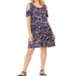 Vestido feminino estilo &amp; co com recorte floral e manga comprida acima do joelho, azul escuro, tamanho PP
