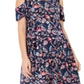 Vestido feminino estilo &amp; co com recorte floral e manga comprida acima do joelho, azul escuro, tamanho PP