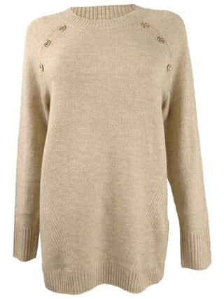 Suéter Calvin Klein Feminino Gola Redonda com Detalhe de Botão Marrom Tamanho P