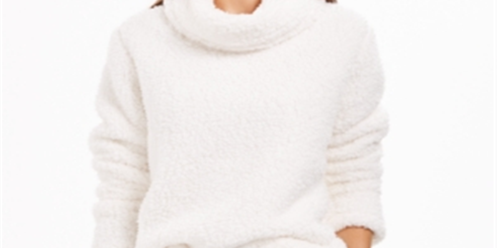 Suéter feminino estilo &amp; co sherpa com gola alta, branco, tamanho P
