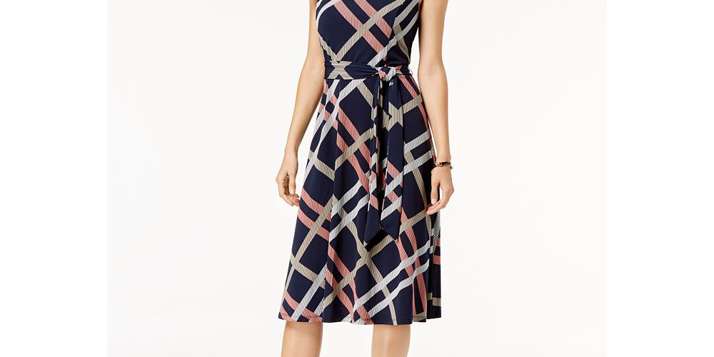 Vestido feminino estampado Charter Club, azul escuro, tamanho XXG