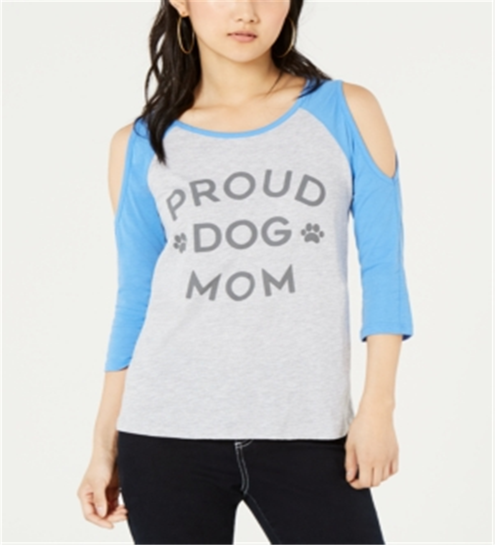 Love Tribe Junior's Dog Mom Blusa Ombro Frio Azul Tamanho P