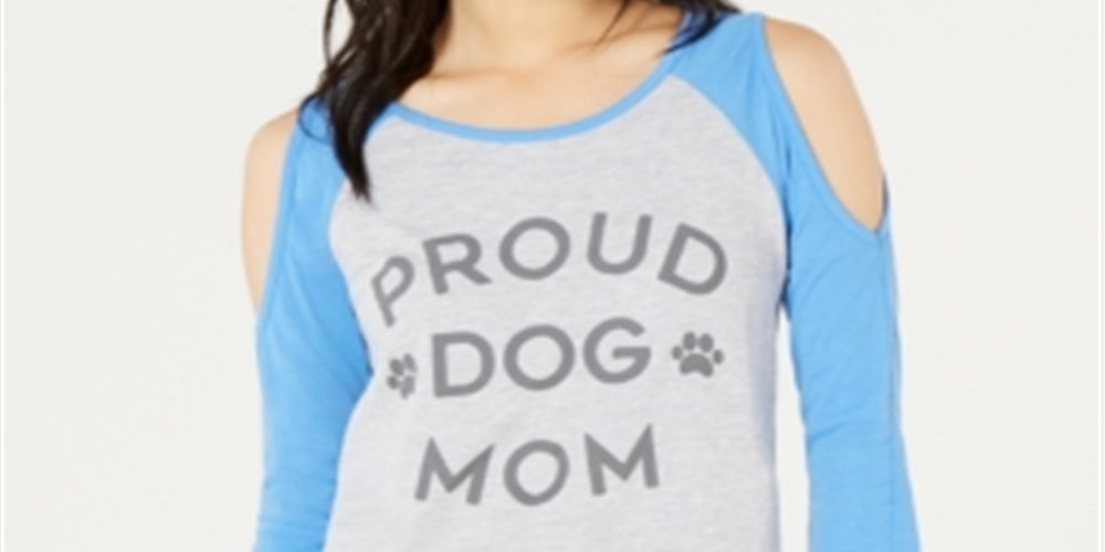 Love Tribe Junior's Dog Mom Blusa Ombro Frio Azul Tamanho P