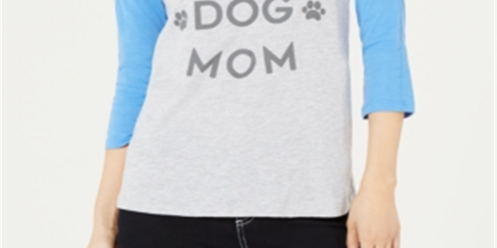 Love Tribe Junior's Dog Mom Blusa Ombro Frio Azul Tamanho P