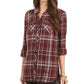 Camisa utilitária xadrez feminina Style &amp; Co, vinho, tamanho pequeno G