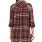 Camisa utilitária xadrez feminina Style &amp; Co, vinho, tamanho pequeno G