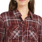 Camisa utilitária xadrez feminina Style &amp; Co, vinho, tamanho pequeno G