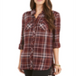 Camisa utilitária xadrez feminina Style &amp; Co, vinho, tamanho pequeno G