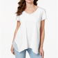 Top feminino de crochê com bainha de lenço, tamanho pequeno, branco, estilo &amp; co