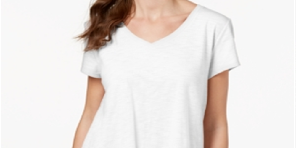 Top feminino de crochê com bainha de lenço, tamanho pequeno, branco, estilo &amp; co