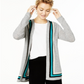 Cardigan feminino Charter Club Cashmere Border Duster, cinza gelo, mesclado, prata, tamanho P