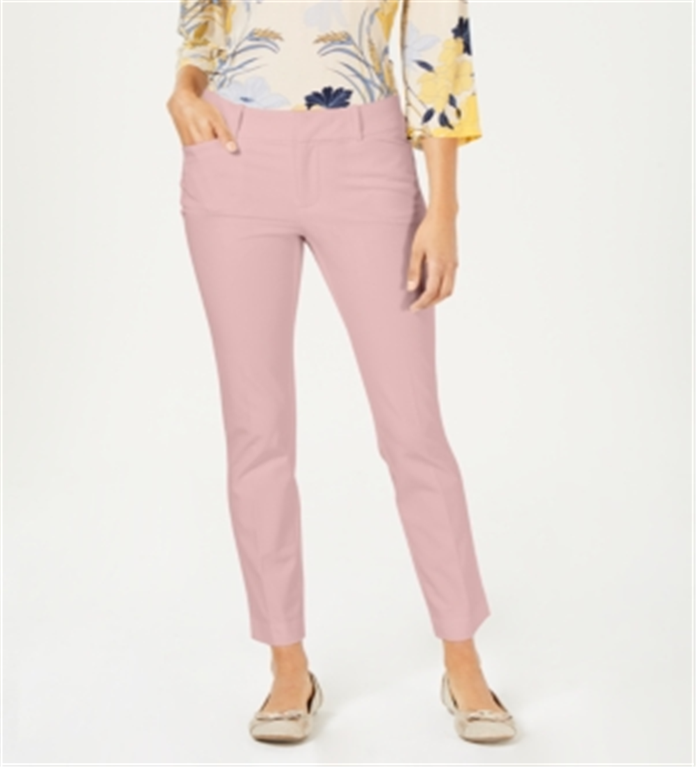 Calça feminina Charter Club Newport Tummy Control Slim Fit Rosa Tamanho 10