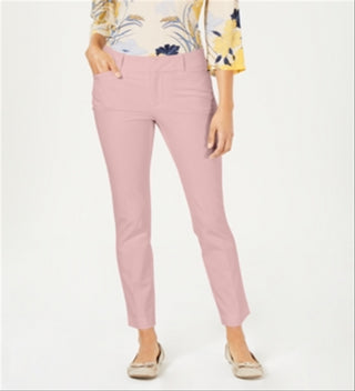 Charter Club Women's Newport Tummy Control Slim Fit Pants Pink Size 10