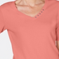 Camiseta feminina Karen Scott de algodão com decote em V, laranja, tamanho grande