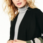 Cardigan feminino listrado de cashmere Charter Club, preto, tamanho grande