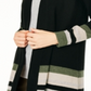 Cardigan feminino listrado de cashmere Charter Club, preto, tamanho grande