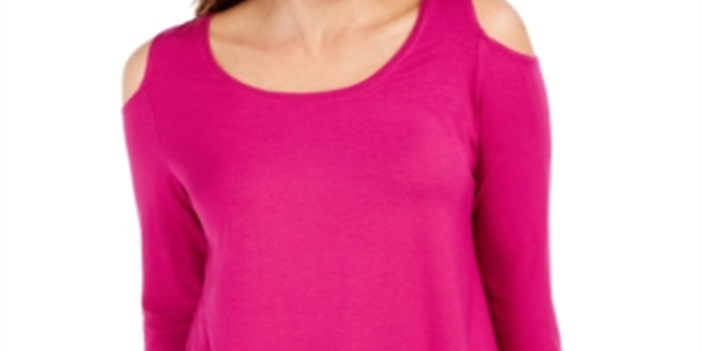 JM Collection Blusa feminina com ombros descobertos, rosa, tamanho grande