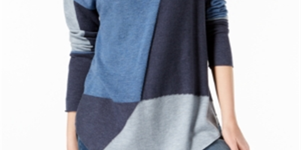 Suéter feminino colorblock da INC International Concepts, azul, tamanho P