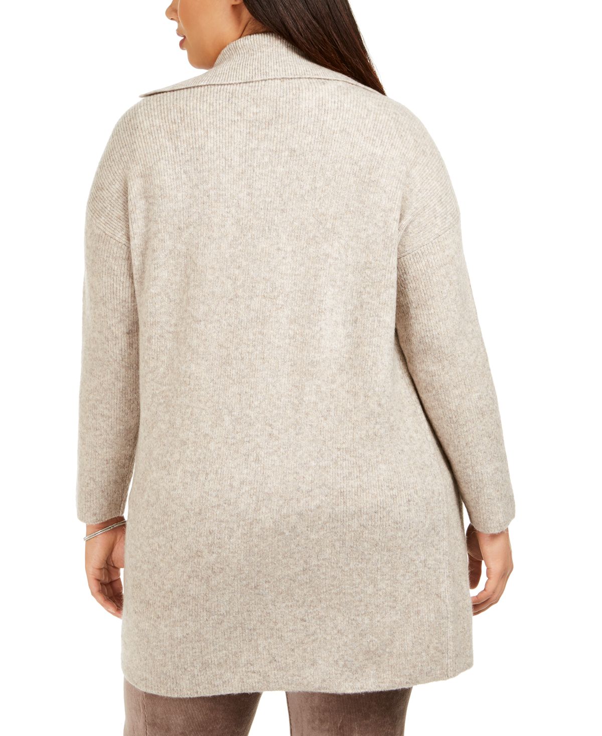 Cardigan feminino plus size aberto frontal estilo &amp; co marrom tamanho 0X