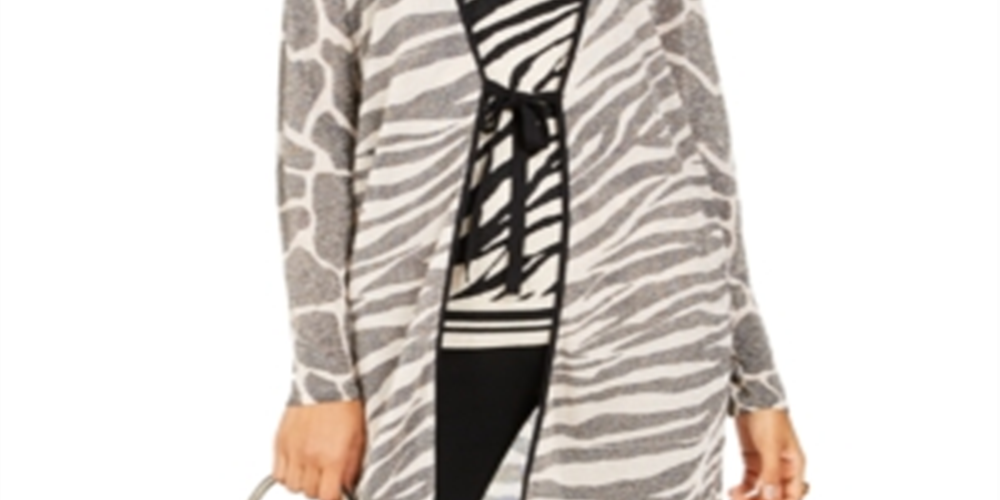 Suéter feminino zebra completer da INC International Concepts, cinza, tamanho X-S