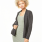 Cardigan de cashmere feminino com frente aberta, mescla cinza, tamanho GG