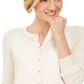 Cardigan feminino de cashmere com botões de cristal Charter Club, branco, tamanho M
