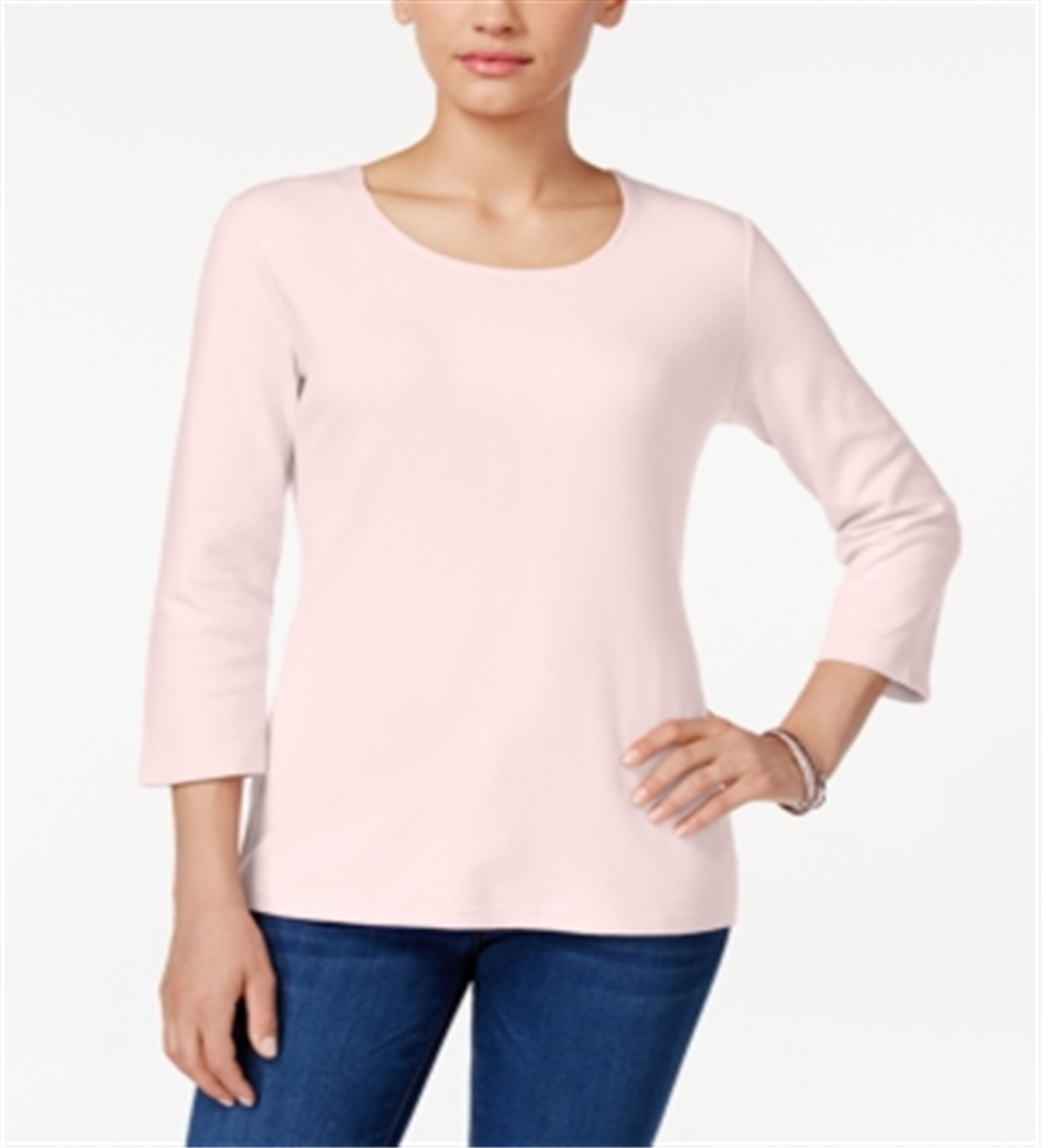 Karen Scott Blusa feminina com decote redondo rosa tamanho M