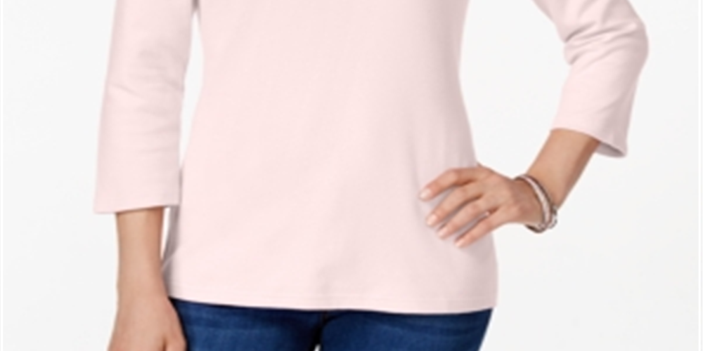 Karen Scott Blusa feminina com decote redondo rosa tamanho M