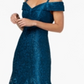 Vestido sereia com renda floral e ombro de fora feminino R &amp; M Richards, azul pavão, tamanho 12 pequeno