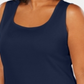 Regata feminina Karen Scott de algodão com gola quadrada, azul, tamanho 2X