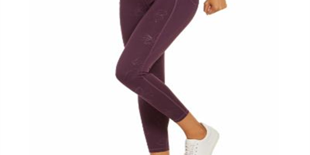Leggings femininas Ideology com estampa tonal até o tornozelo, roxas, tamanho XXL