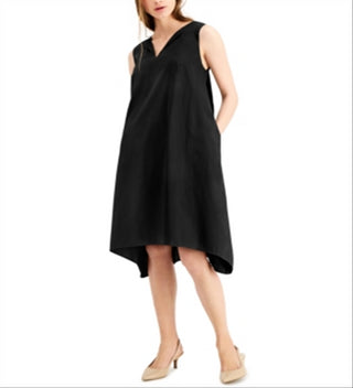 Vestido Alfani com bainha em lenço, preto, tamanho XXL