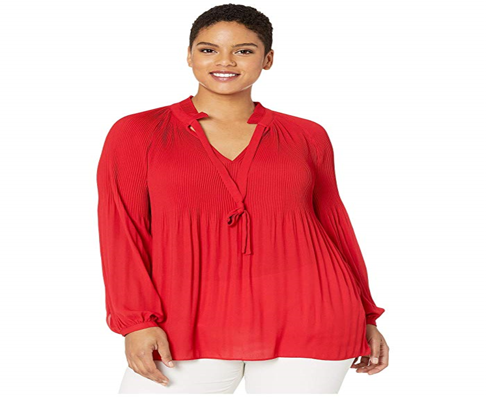 Ralph Lauren Feminino Georgette Amarre o decote em V Vermelho Tamanho 3X