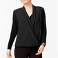 Blusa feminina Alfani Surplice preta tamanho pequeno G