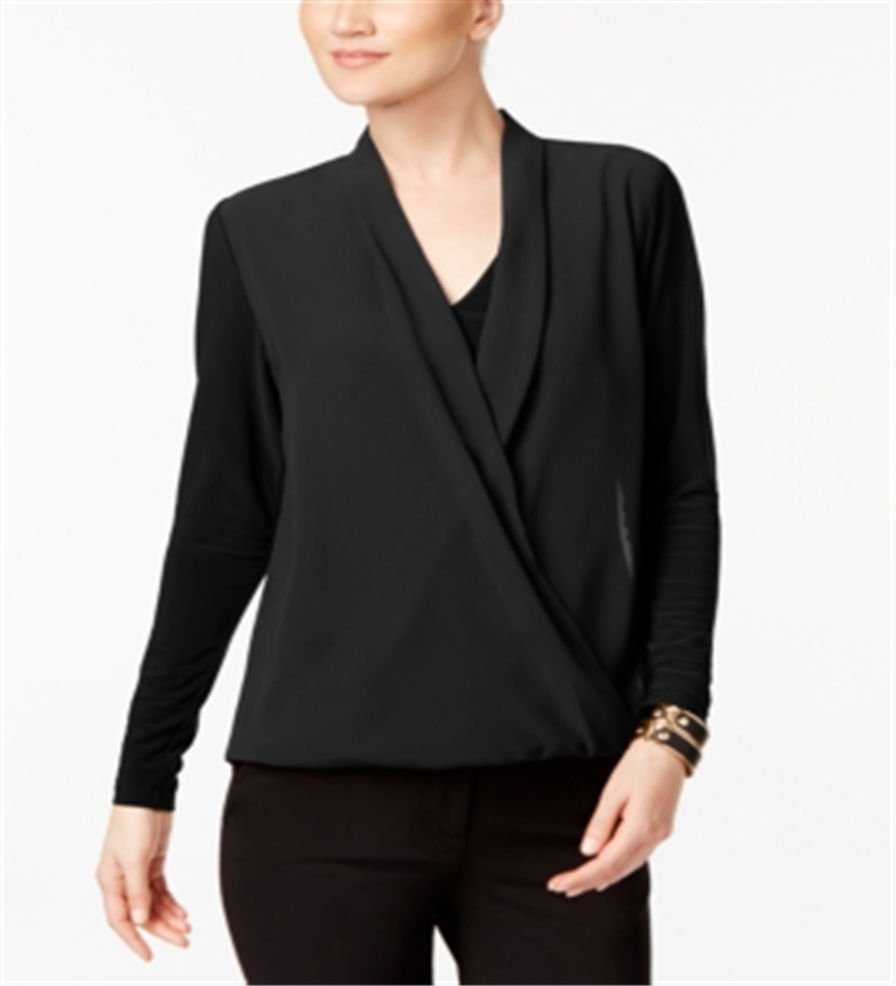 Blusa feminina Alfani Surplice preta tamanho pequeno G