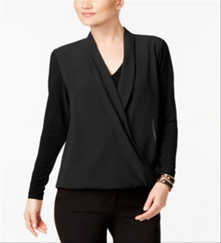 Blusa feminina Alfani Surplice preta tamanho pequeno G