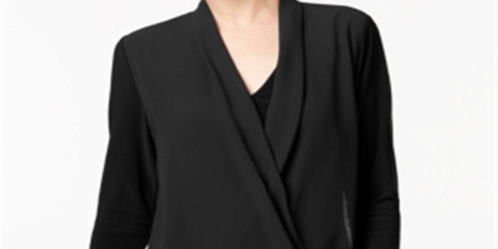 Blusa feminina Alfani Surplice preta tamanho pequeno G